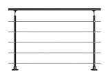 Modernes Geländer-Set in Anthrazit aus Aluminium mit Edelstahlrohren - Aufgesetzte Montage - Länge 150 cm (kürz- und verlängerbar) – Treppengeländer, Terrassengeländer - Innen- und Außenb