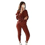 ZYUD Damen Strickkleid Strickpullover Zweiteiliger Anzug Pullover Oberteil und Midi Strickrock High Waist Bodycon Rock 2 Stück Set Midikleid Pulli Sweater Loungewear Anzug Damen Sweatshirt S