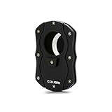 Colibri Cut | Doppel-Guillotine-Zigarrenschneider | Schwarz mit farbigen Klingen |Federauslöser | Bis zu 62 Ringmaß-Zigarren | Ergonomisches Design | Inklusive Geschenkbox