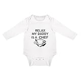 DKISEE Baby Body mit Aufschrift 'Relax My Daddy Is A Chef', langärmelig, weiß, 9-12 Monate, o665xrwwkzj