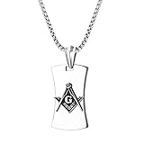 DTKJ Herren Freimaurer Maurer Symbol Kompass Hundemarke Anhänger Halskette Für Männliche Vintage Mode Edelstahl Colares Schmuck
