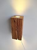 Blockholz-Schmiede LED Wandleuchte Innen - Rustikale Holz Wandlampe für Flur, Treppenhaus, Schlafzimmer - Inklusive Leuchtmittel - 12x12x25 cm (5w Dimmbar Wandanschluß)