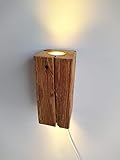 Blockholz-Schmiede LED Wandleuchte Innen - Rustikale Holz Wandlampe für Flur, Treppenhaus, Schlafzimmer - Inklusive Leuchtmittel - 12x12x25 cm (5w Dimmbar Wandanschluß)