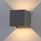 K-Bright 12W dekorative Wandlampen,wasserdicht IP 65 LED-Wandbeleuchtung im Innen-und Außenbereich, Dunkelgraues Aluminium, Einstellbarer Lichtstrahl, warmweiß, 12 W