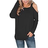 Meiger Reine Farbe Trägerloses Mode-All-Match-Loses Langärmeliges T-Shirt D
