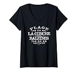 Damen JCombs: Conche des Baleines Strand, Ile de Ré, Frankreich T-Shirt mit V