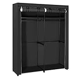 SONGMICS Kleiderschrank, Stoffschrank, Garderobe mit 2 Kleiderstangen, Aufbewahrung von Kleidung, Kleiderständer, faltbar, Ankleidezimmer, Schlafzimmer, 140 x 43 x 174 cm, schwarz RYG02B