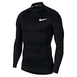 Nike Mens M Np Top Ls Tight Mock Shirt, Black/White, S