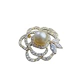 SYBHXQSB Broschen Natürliche Süßwasser-weiße Perlenbrosche, for Damen, Runde Perle 11-12 Mm Brosche Zubehör B