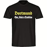 VIMAVERTRIEB® Herren T-Shirt Dortmund - Ehre, Stolz und Tradition - Druck:gelb - Shirt Männer Fußball Fanartikel Fanshop - Größe:L schw