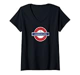 Damen London Metro UK Underground Distressed London Rasse T-Shirt mit V