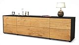 Stil.Zeit TV Schrank Lowboard Assunta, Korpus in anthrazit matt/Front im Holz-Design Eiche (180x49x35cm), mit Push-to-Open Technik und hochwertigen Leichtlaufschienen, Made in Germany