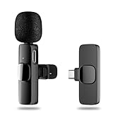 Microphone sans fil pour téléphone Android Lavalier - Micro à revers de chemise Plug-Play avec 2 clips Mini micros d'enregistrement portable USB C pour YouTube TikTok Facebook Vlog