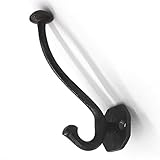 Antiker Kleiderhaken Mantelhaken Garderobenhaken historisch mit Schrauben, Gusseisen klar lackiert (Dunkelgrau), vintage antik retro einzel Hak