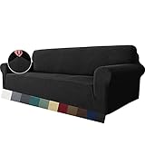 MAXIJIN Super Stretch Couch Bezug für 4-Sitzer Couch, extra große universelle Sofabezüge Jacquard Spandex Pet Dog Möbel Protector Fitted Couch Schonbezug (4 Sitzer, Schwarz)