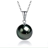 Halskette mit Anhänger aus 18 Karat Gold, schwarze Tahiti-Perlen, 10-11 mm, echte Südsee-Zuchtperle, Schmuck, Geschenke für F