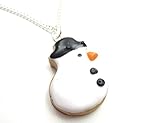 schmuck-stadt Schneemann Keks Kette 60cm Winter Handmade Snow