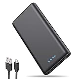 iPosible Powerbank 25800 mAh,【Neuestes Modell】 Externer Akku Hohe Kapazitat Power Pack Ladegerät Dual Ports Output Akkupack für Handy, Tablette - Mattschw