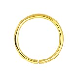 14K Gelb Gold 20 Gauge - 8MM Durchmesser Nahtlose kontinuierliche offene Hoop Nasenring Nase Piercing