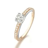 KnSam Damen Ring, Trauring Gold Damen Elegant Bicolor 18 K Weißgold Valentinstag Weihnachten Frau Mädchen Diamant Echt Gold Hochzeitringe Rose Gold Silber Gr. 52 (16.6)