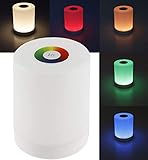 ChiliTec LED Tischleuchte Touch RGB Warmweiß tragbare Nachttischlampe mit Akku Farbig RGB einstellbar + Farbwechsel Funktion I Dimmbar Wiederaufladbar per USB I 88x113mm I Öse zum Hängen Weiß