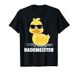 Lustige Gelbe Badeente Quietscheente Bademeister T-S