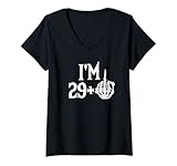 Damen I'm 29 Plus F You Mittelfinger Lustig 30. Geburtstag T-Shirt mit V