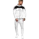 Graceyo Herren Farbblock Langarm Trainingsanzug Sportanzug, Jogginghose Sweatshirt Set Jogginganzug Männer Herbst Winter, Freizeitanzug Hoodie Hose für Gym Fitnessanzug Tracksuit Sportbekleidung