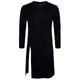T-Shirt Herren Herbst Winter Mode Rundhals Hip-Hop-Stil Persönlichkeit Geteilte Gabel Lang Herren Longsleeve Modern Einfachheit Einfarbig Männer S