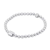 Kugel-Perlenarmband aus 925er-Sterlingsilber, Pavé-Glieder-Armband, verstellbare Kette, Armbänder, Weihnachtsschmuck, Geschenke, minimalistisches Zubehör für Damen (16 cm)