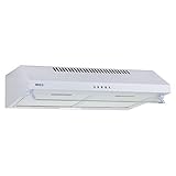 NEG Dunstabzugshaube NEG15-ATW+ (weiß) Edelstahl-Unterbau-Haube mit Doppelmotor (Abluft/Umluft) und LED-Beleuchtung (60cm) Unterschrank- oder W