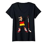 Damen Dabbing Pitbull Deutschland Eishockey-Fans Trikot Wintersport T-Shirt mit V