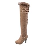 GIGIBO Damen Stiefel Absatz Overknee Hohe Stiefel Sexy Boots Wildleder Comfort Lining Stiefel Zum SchnüRen Langschaft Stiefel Herbst W