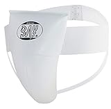 BAY Kinder Twin Tiefschutz Weiss Größe XS, hochwertigen Leder PU, CE, Suspensorium, Genitalschutz für Herren Jugendliche, Herrentiefschutz, Kampfsport, Kickboxen, Karate, Kinder Kids,