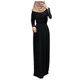 Muslimische Roben Kleider Damen Islamische Druck Elegant Slim Lang Kleid Maxikleid Arab Dubai Kaftan Frauen Einfarbig Gebetskleidung Schlank Nahen Ostens Abaya Türkisch Abendkleid Vintage Gow