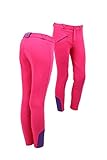 QHP Modische Reithose Junior Kinderreithose Stoff-Kniebesatz fuchsia Gr. 116