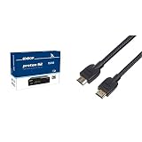 EDISION Proton S2 Full HD SAT Receiver FTA, (1x DVB-S2, USB WiFi Support, USB, HDMI, SCART, S/PDIF, IR Auge,FTA schwarz) [ für Astra vorprogrammiert] & Amazon Basics - Geflochtenes HDMI-Kabel, 0,9