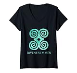 Damen Andikra Symbols for Humility Dweni Ni Mmen Afrika Geschenkidee T-Shirt mit V