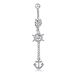 JIEERCUN 1 STÜCK 316L.Edelstahl Bauch Piercing Kristall Baumeln Anker Bauchnabel Ring Piercing Nabel Sexy Body Piercing Schmuck Bauchketten (Color : A)