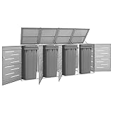 Atlojoys MüllTonnen, Mülltonnenverkleidung, Aufbewahrungsbox für Tonnen, Müllhaus,Box für 4 Tonnen, Mülltonnenverkleidung, Aufbewahrungsbox für Tonnen, Müllhaus, 276,5x77,5x115,5 cm E