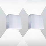 Luxvista Wandleuchte 10W Dekorativ Up and Down Aussen Beleuchtung Kaltweiße 6000K mit einstellbar Abstrahlwinkel Moderne Aluminium Up-Down- Wandleuchte von Aluminium für Bar, Café, Galerie 2stück
