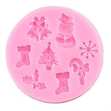 GOUJI Liupin Store Weihnachten Silikonformen Schneemann Schneeflocke Holly Blatt Fondant Kuchen Dekorieren Werkzeuge Cupcake Candy Clay Chocolate Gumpaste F