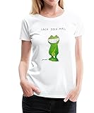 Spreadshirt Janosch Günter Kastenfrosch Lach Doch Mal Frauen Premium T-Shirt, XL, Weiß