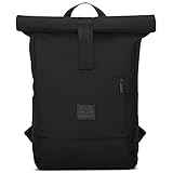 Johnny Urban Rolltop Rucksack Damen & Herren Schwarz ROBIN aus Recyceltem PET - Roll Top Backpack - Lässige Rucksäcke für Freizeit, Uni & Schule, Wasserabweisend, Flexibel & mit Laptop F