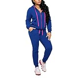 AFFGEQA 2-teiliger Damen Jogginganzug Set Lässiger Sporthosenanzug Velours Hausanzug Winter Trainingsanzüge Freizeitanzug Sportanzug Weich Pullover H