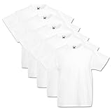 5 Fruit of the loom Kinder T-Shirts Valueweight 104 116 128 140 152 Diverse Farbsets auswählbar 100% Baumwolle (152, Weiss)