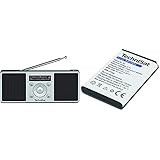 TechniSat Digitradio 1 S - tragbares Stereo DAB Radio mit Akku Silber/schwarz & Akku zu DIGITRADIO 1/2, TECHNIRADIO RDR, TECHNIRADIO 6 IR (BL-5C, 3.7 V und 1050