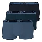 Emporio Armani Underwear Mens Monogram Trunks, Marine/Abyss/Aviatio, XL (3er Pack)