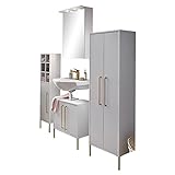 lifestyle4living Badmöbel Set 4 teilig mit Spiegelschrank (LED) in weiß | Hochwertige Badezimmermöbel für EIN stilvolles Bad-Gefü