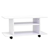 HOMCOM Fernsehtisch TV-Rack TV-Bank Lowboard rollbar vielseitig Mehrzweck Wohnzimmer Schlafzimmer Spanlatte in Weiß 80 x 40 x 40